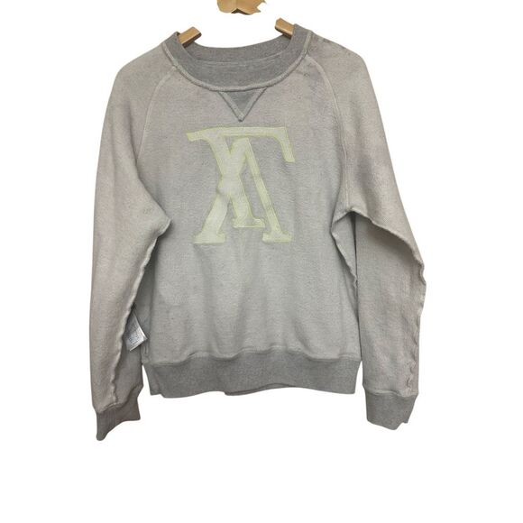 Louis Vuitton Grey & Neon Yellow Upside-Down Logo Sweatshirt Size M - Picture 9 of 16